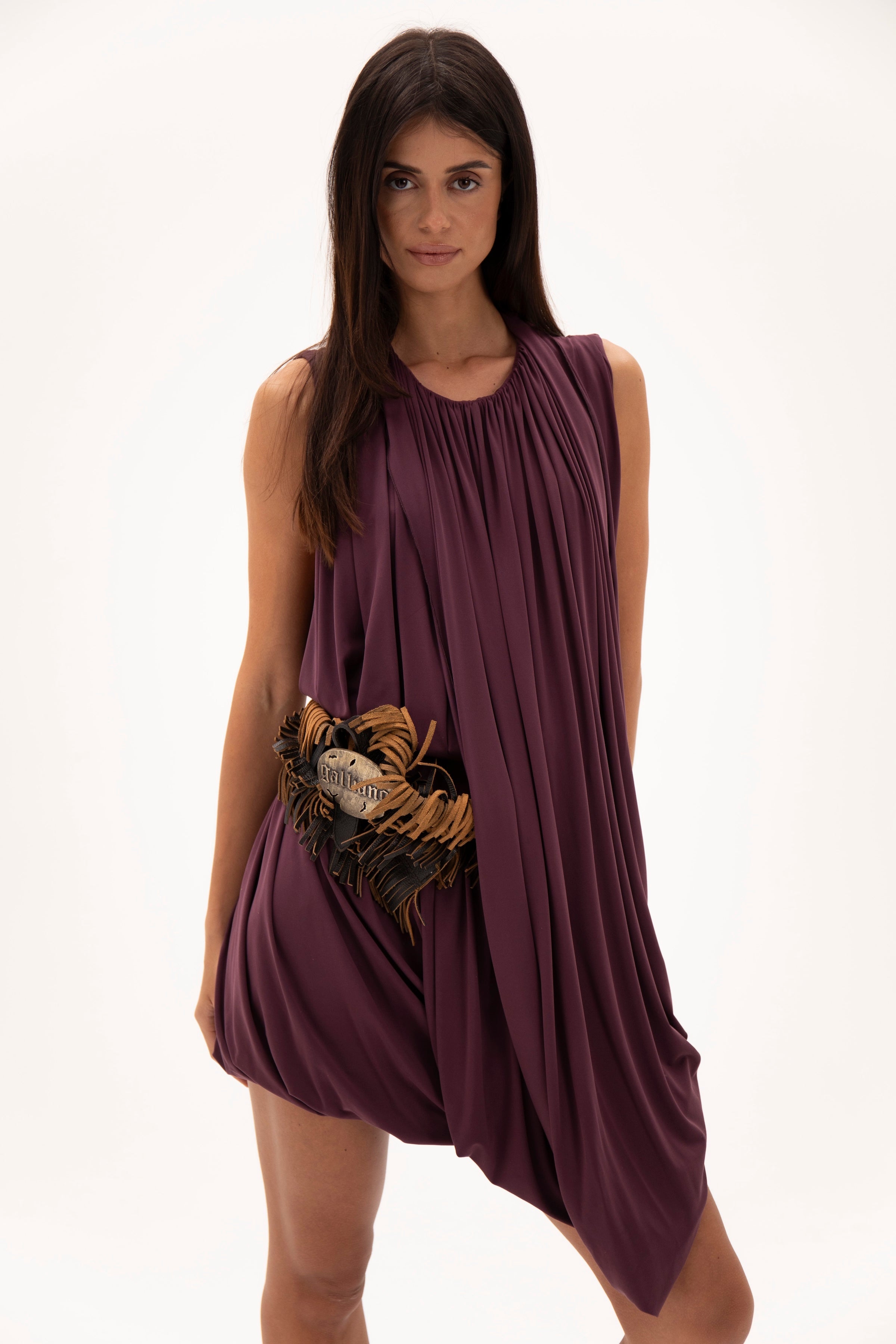 Gathered Hour Dress Plum