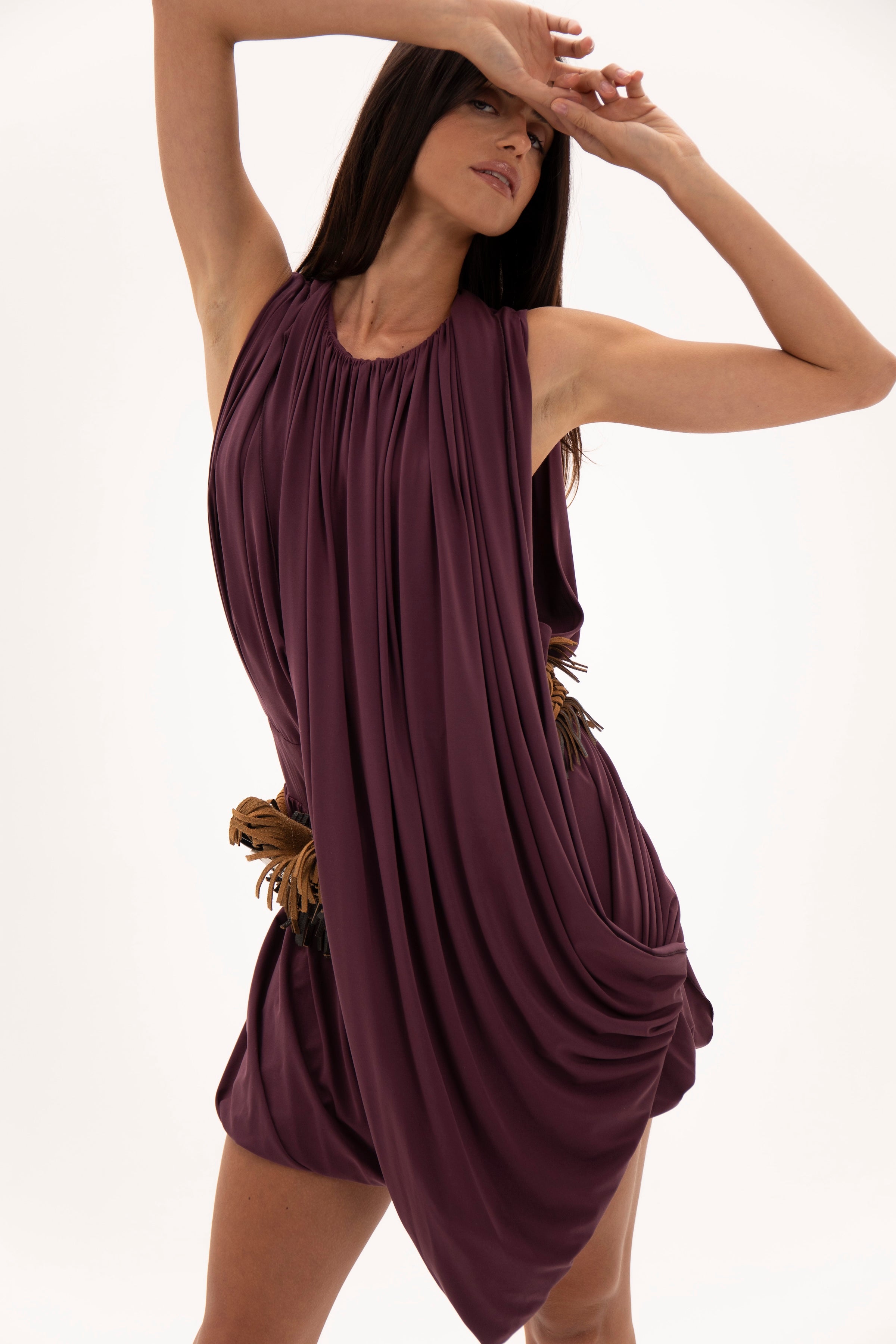 Gathered Hour Dress Plum