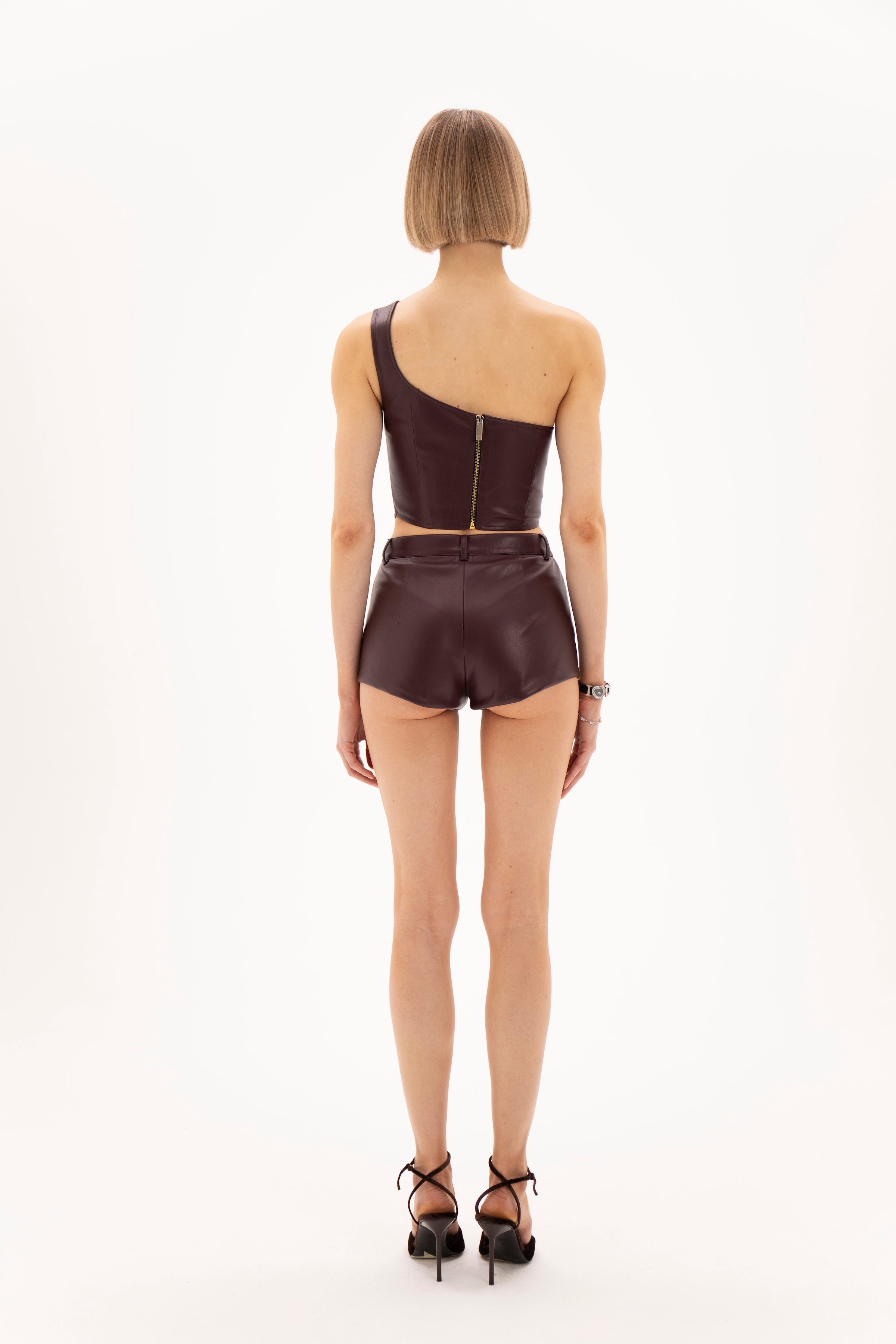 Soft Leather Shorts Burgundy