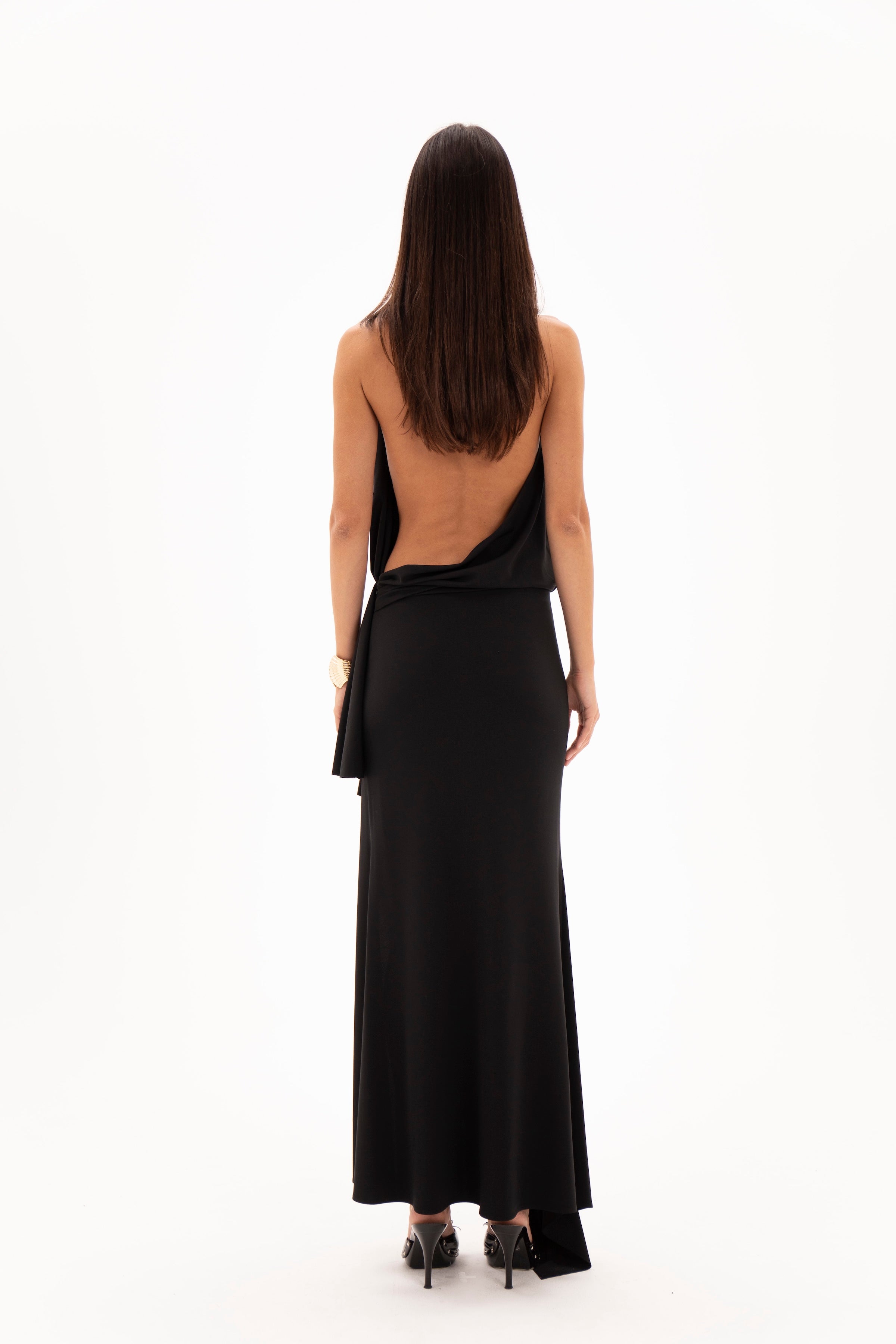 Open Back Hour Dress Black