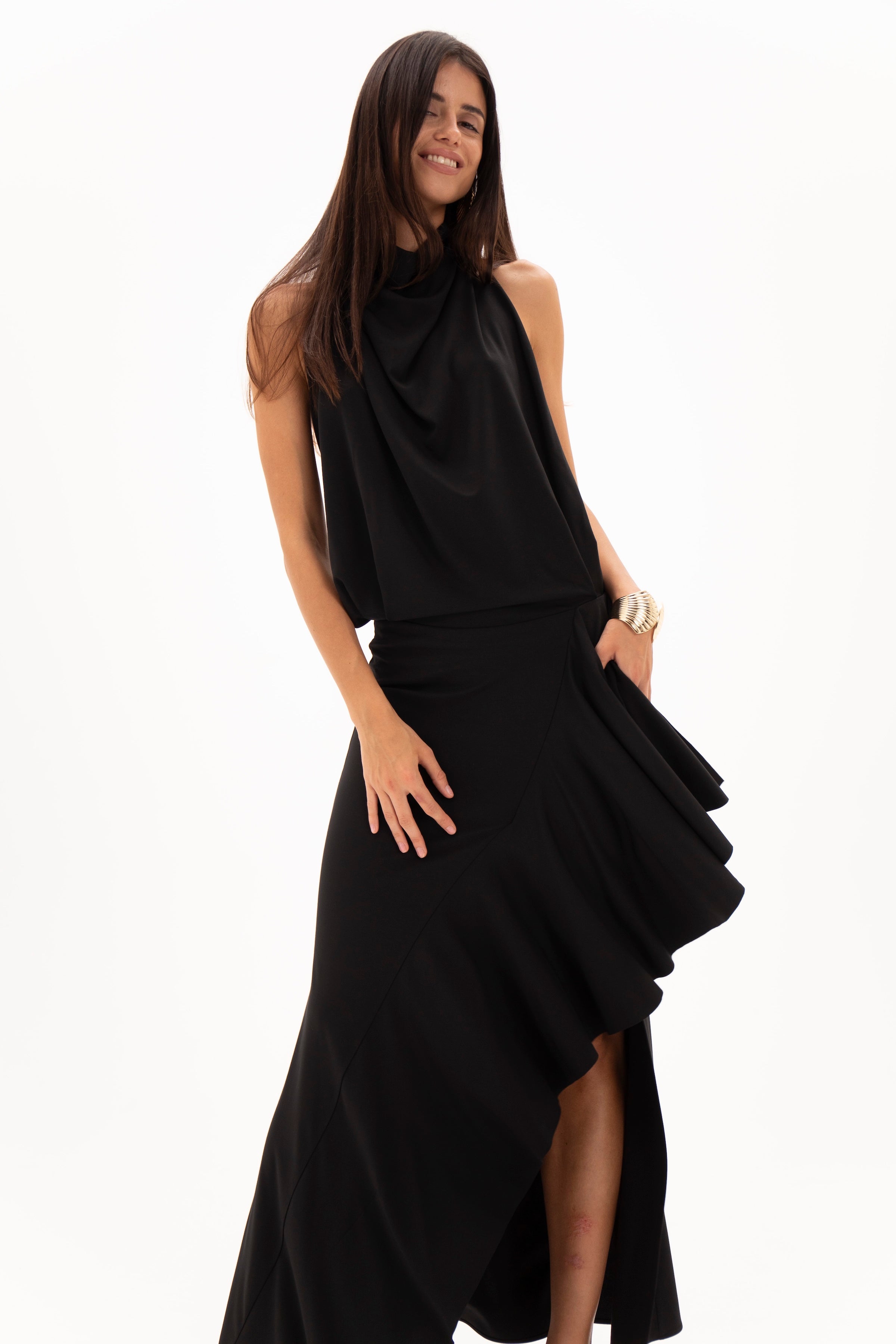 Open Back Hour Dress Black
