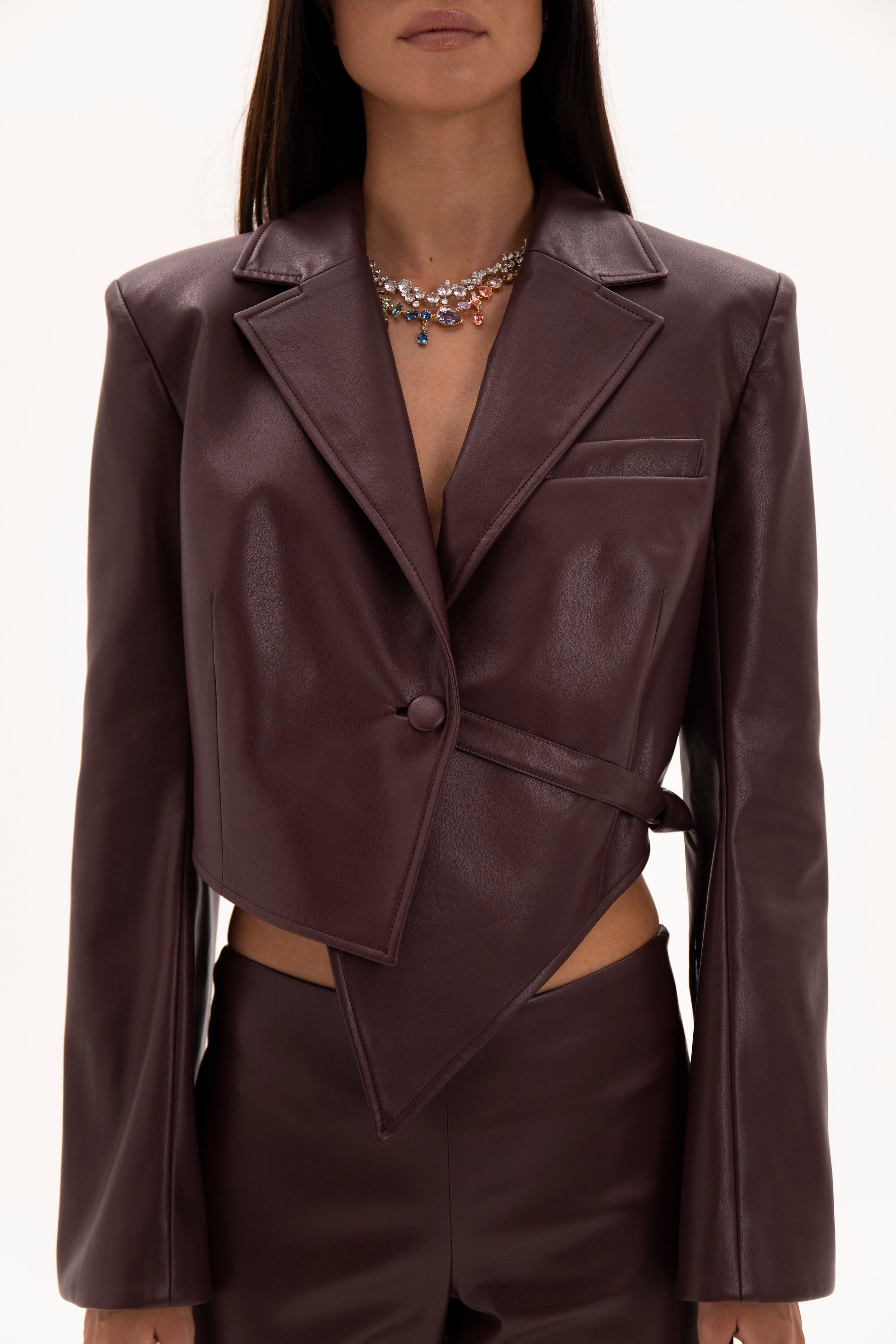 Open Cut Blazer Burgundy