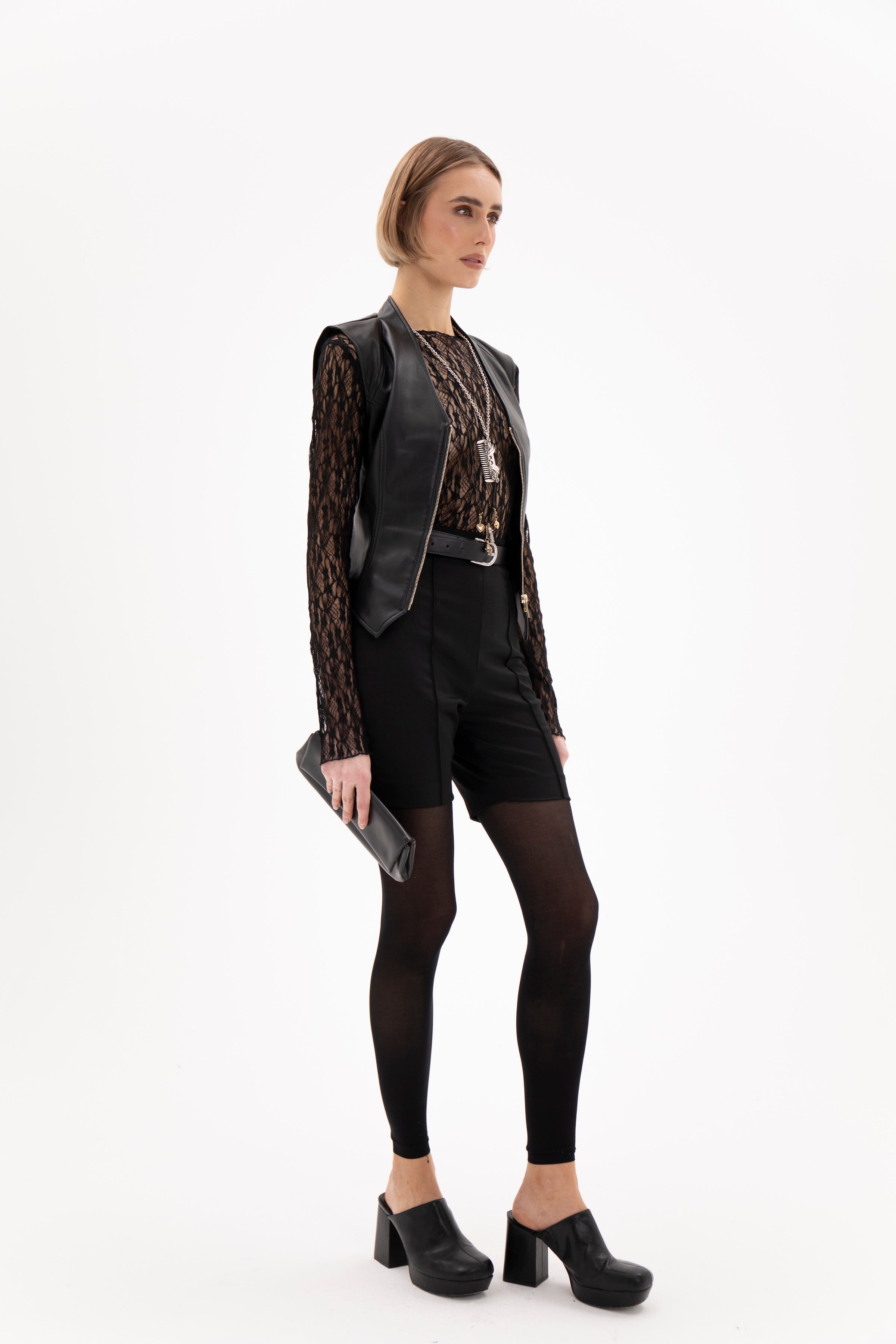 Epure Leather Vest Black