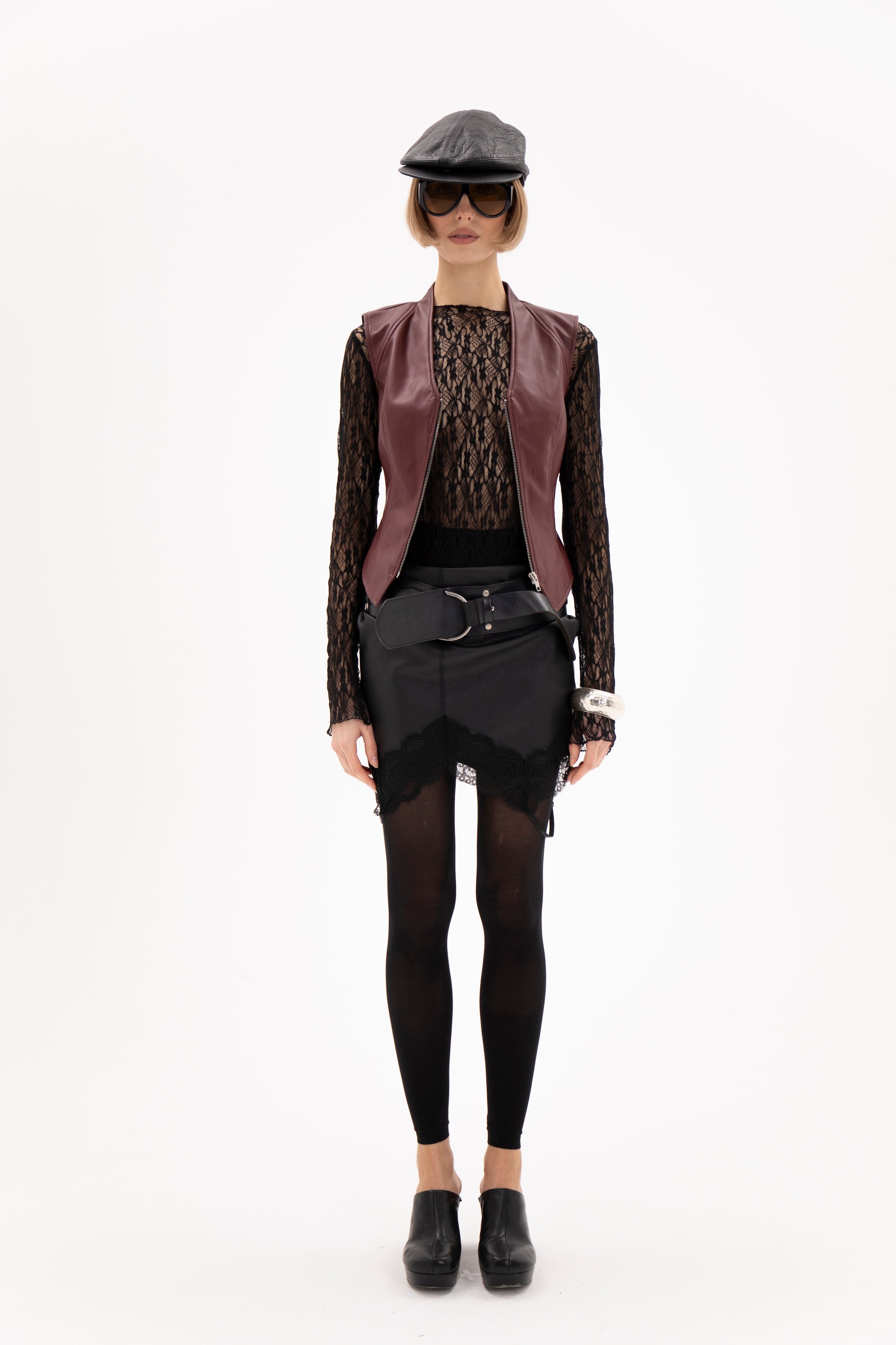 Epure Leather Vest Burgundy