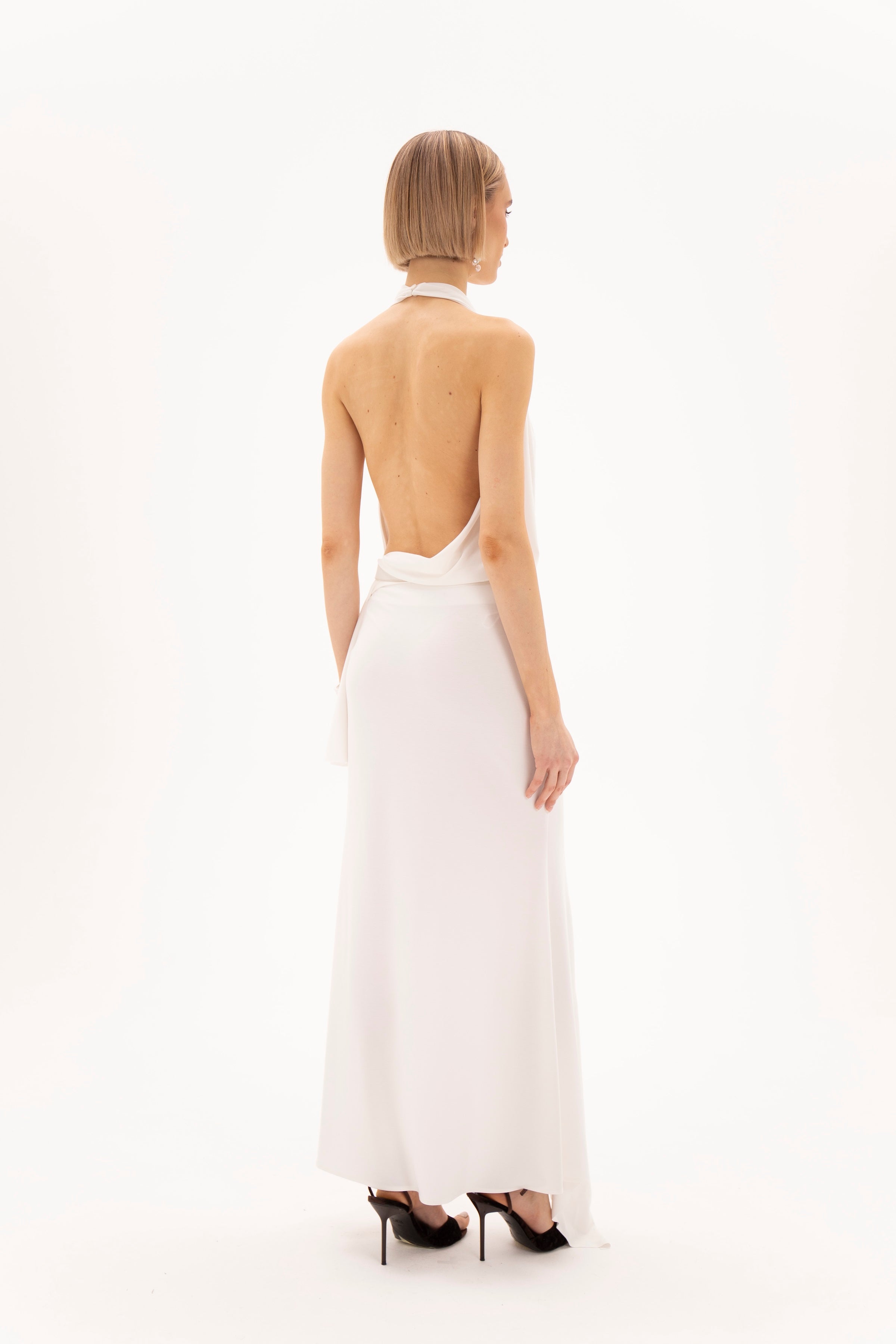 Open Back Hour Dress White